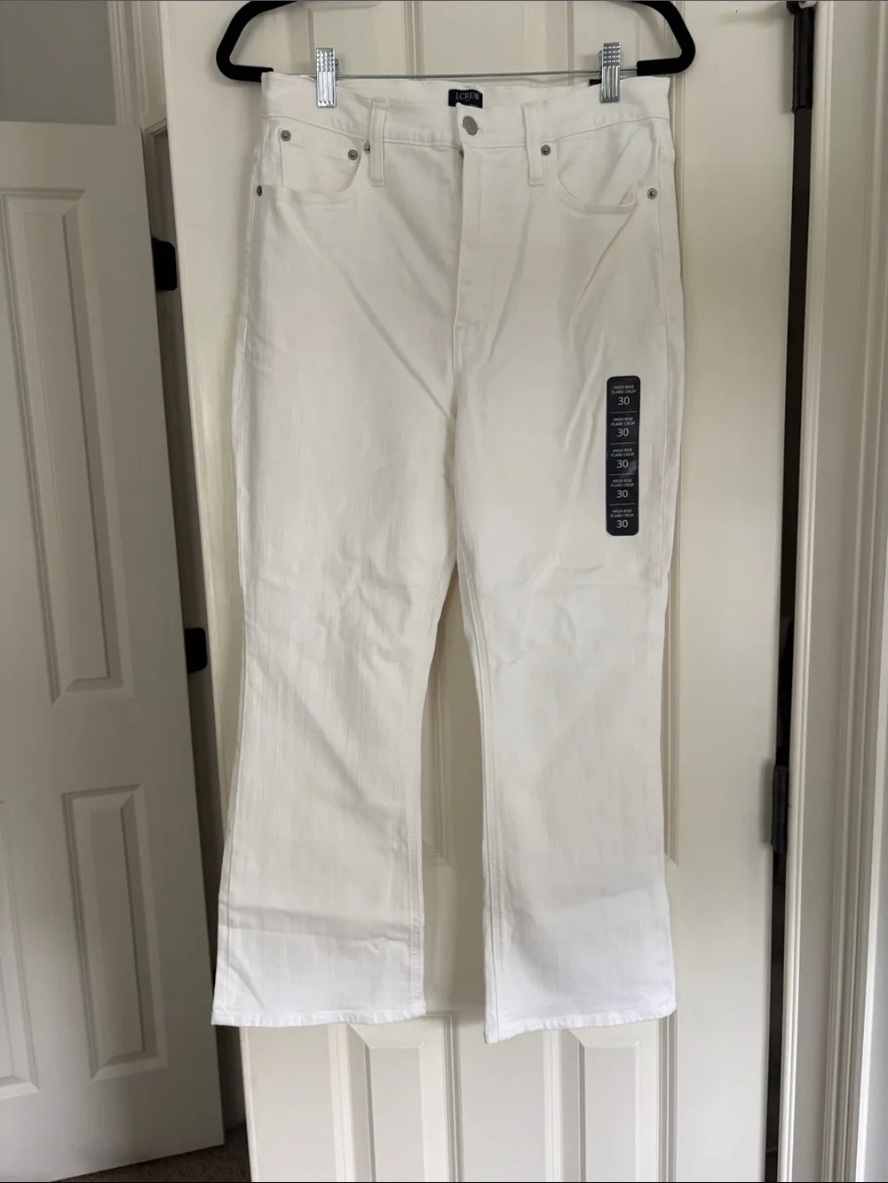 J. Crew White High-Rise Flare Crop Jeans